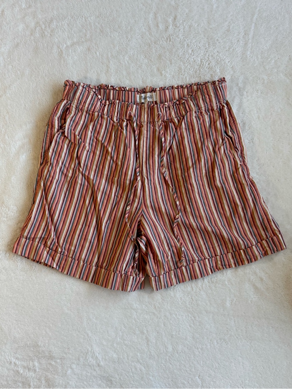 Madewell Multicolor Striped Linen Blend Shorts Medium M